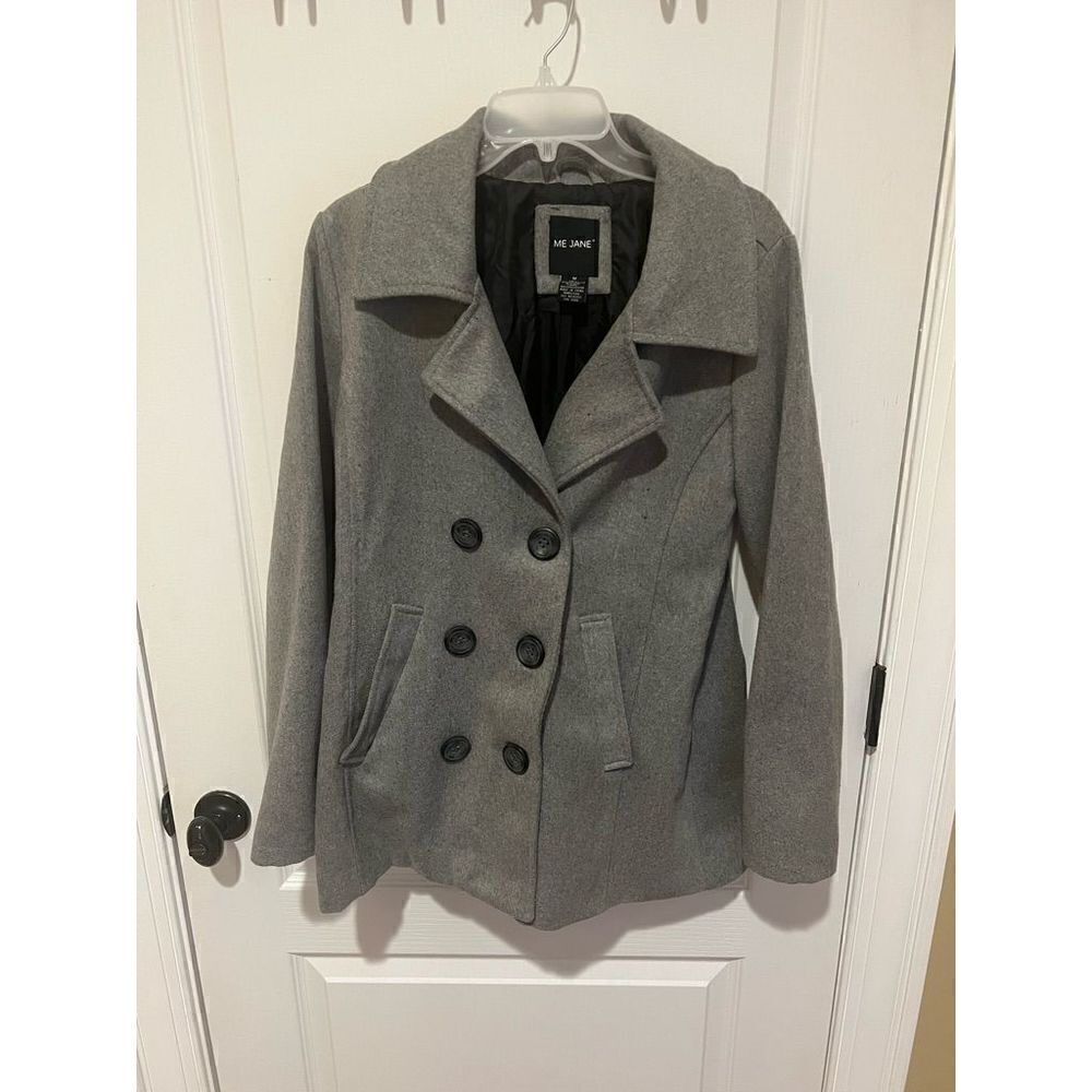 Me Jane Gray Double Breasted Jacket dressy coat